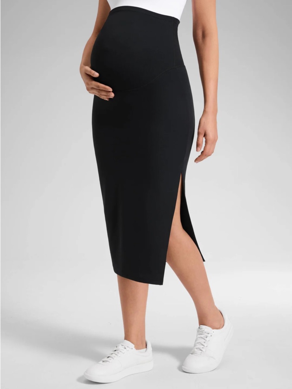 Butterluxe Maternity Midi Slit Skirt